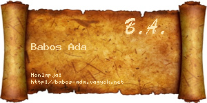 Babos Ada névjegykártya